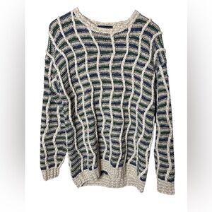 VTG Northern Isles Mens Hand Knit 3D Fisherman Sweater Size L 80S Grandpacore